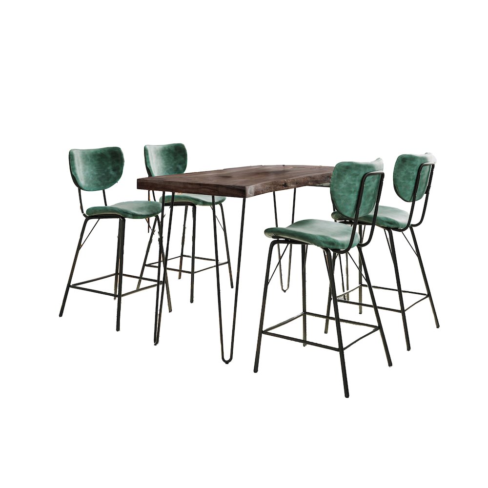 Solid Acacia Five Piece Counter Height Dining Set. Picture 3