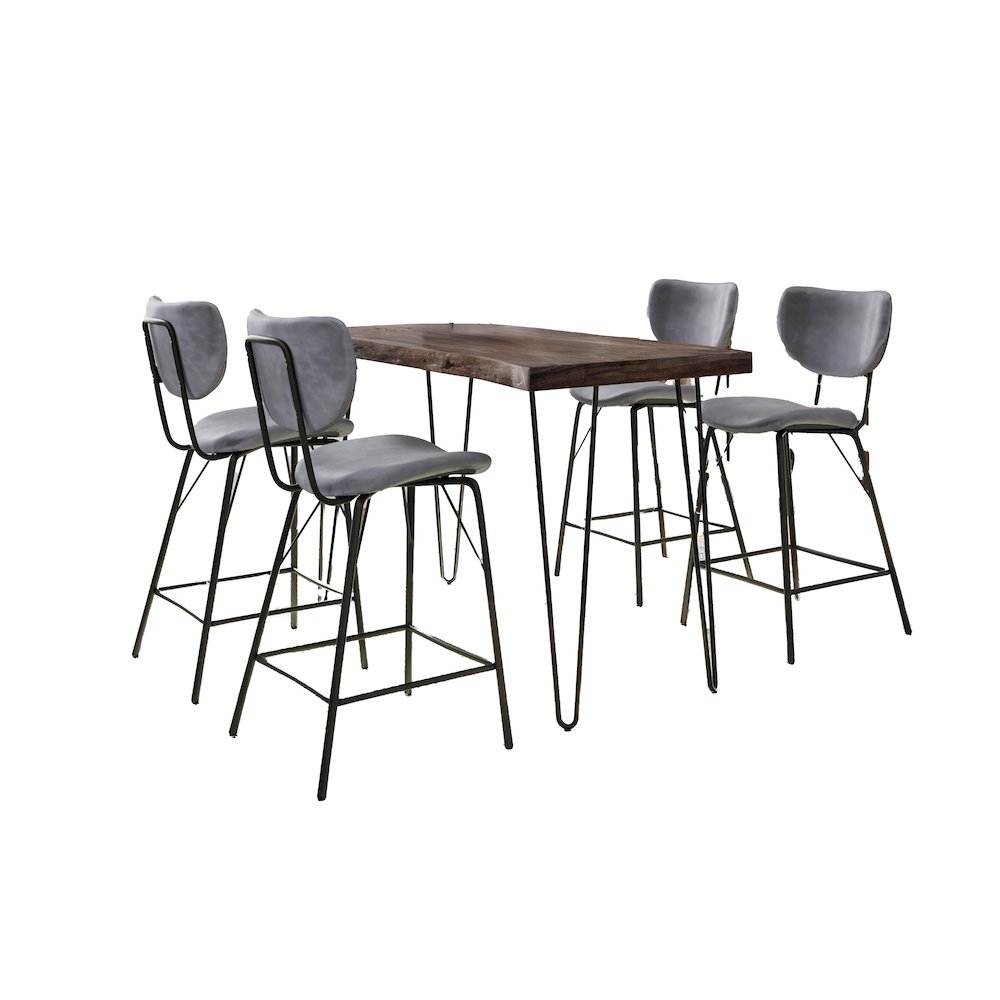 Solid Acacia Five Piece Counter Height Dining Set. Picture 1