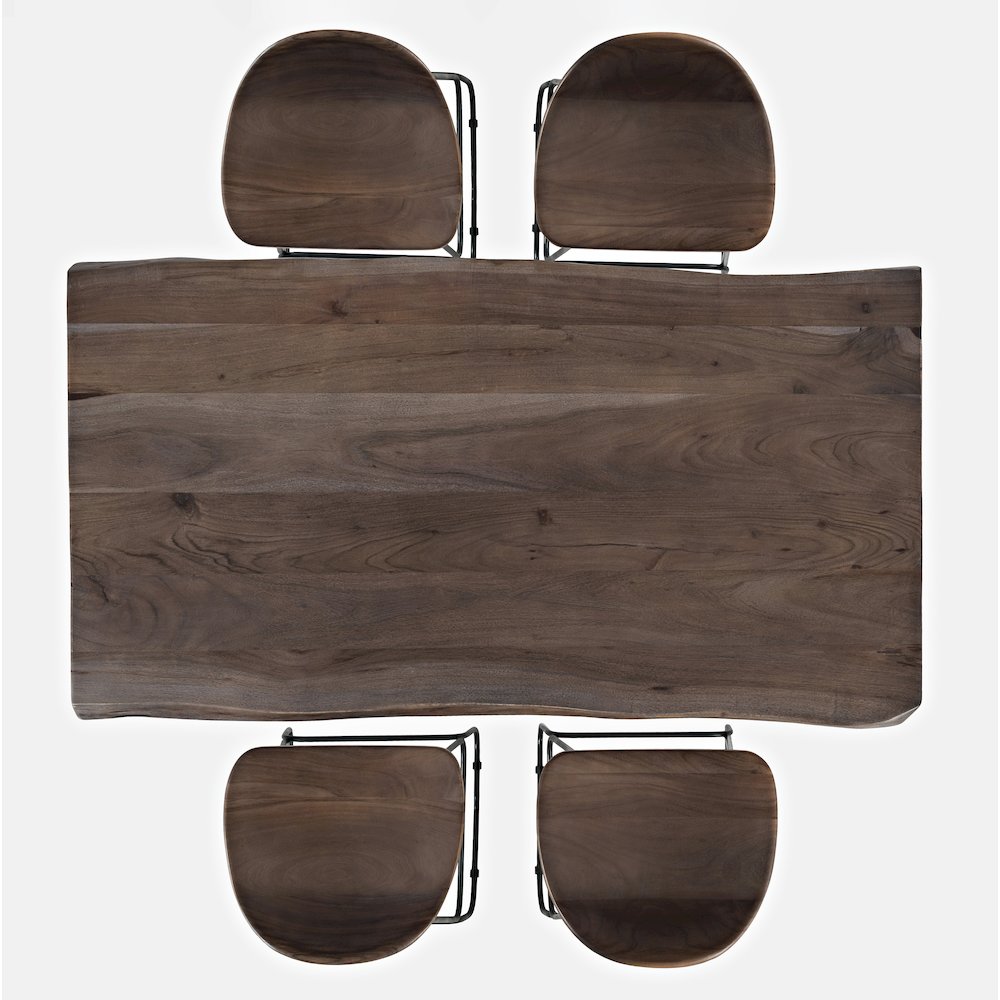 Solid Acacia 52" Five-Piece Counter Height Dining Set with Backless Barstools. Picture 7