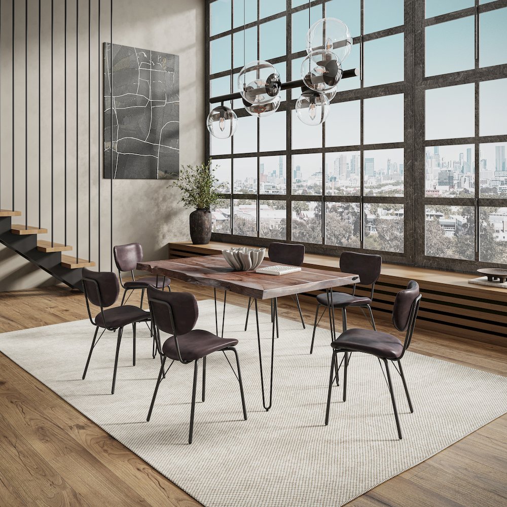 60" Seven Piece Modern Dining Set. Picture 8