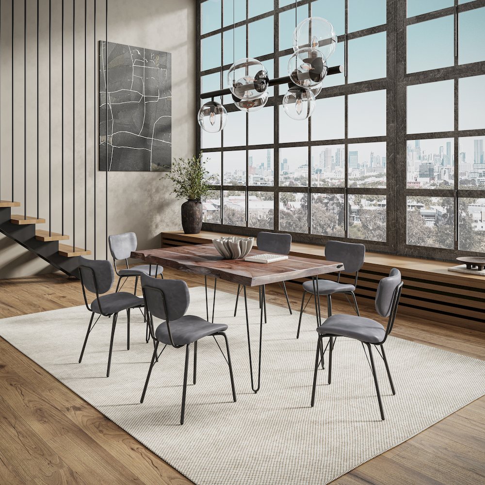 60" Seven Piece Modern Dining Set. Picture 8