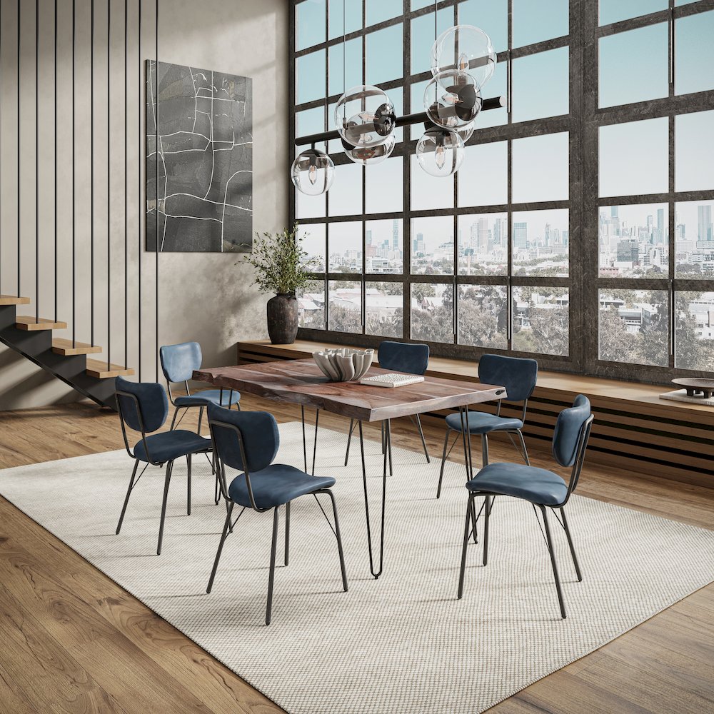 60" Seven Piece Modern Dining Set. Picture 8