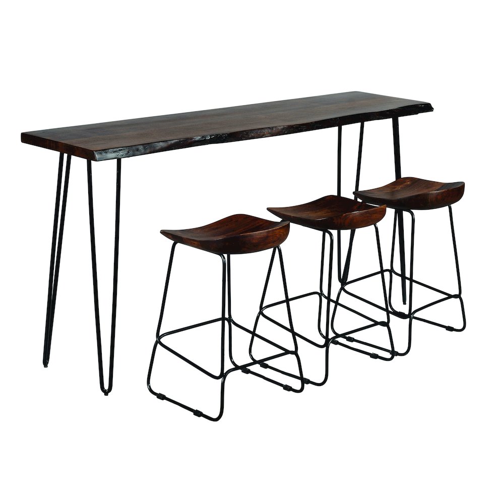 Nature's Edge Solid Acacia Four Piece 72" Counter Height Dining Set. Picture 1