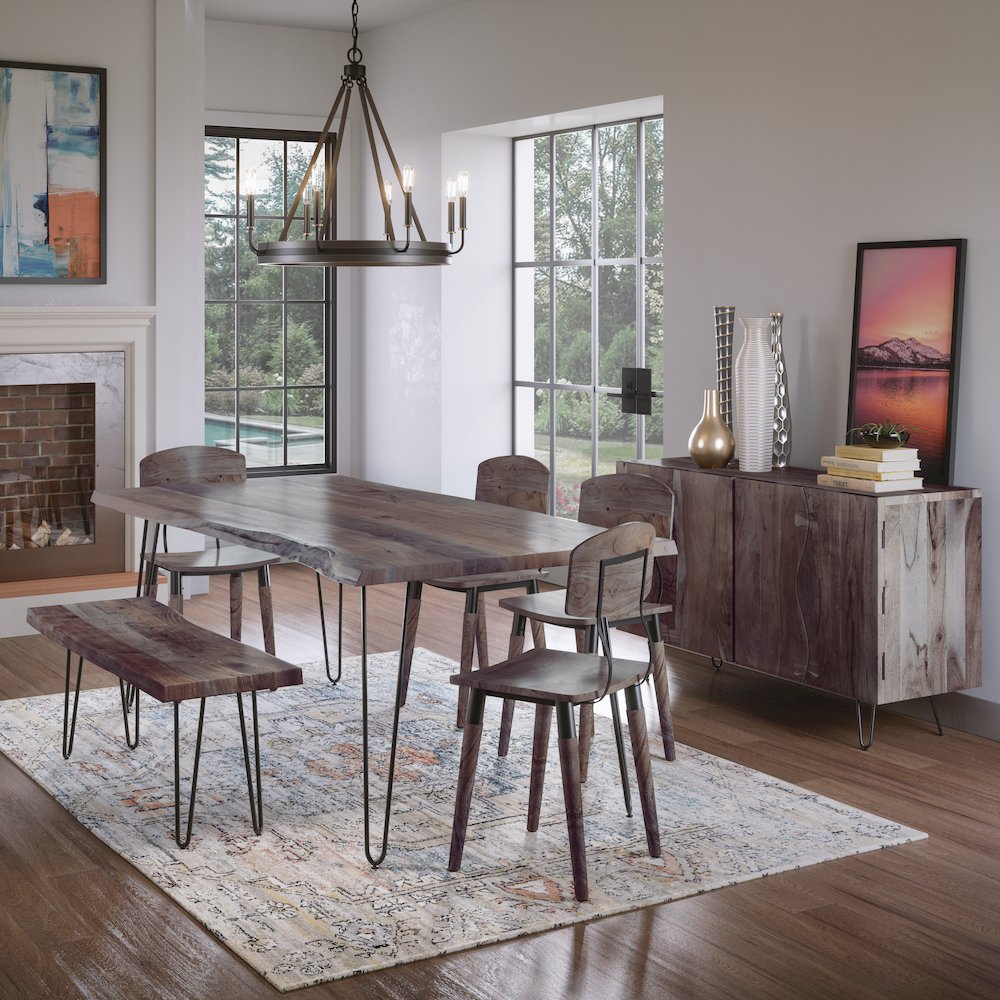 Nature's Edge Solid Acacia 79" Modern Live Edge Dining Table. Picture 2