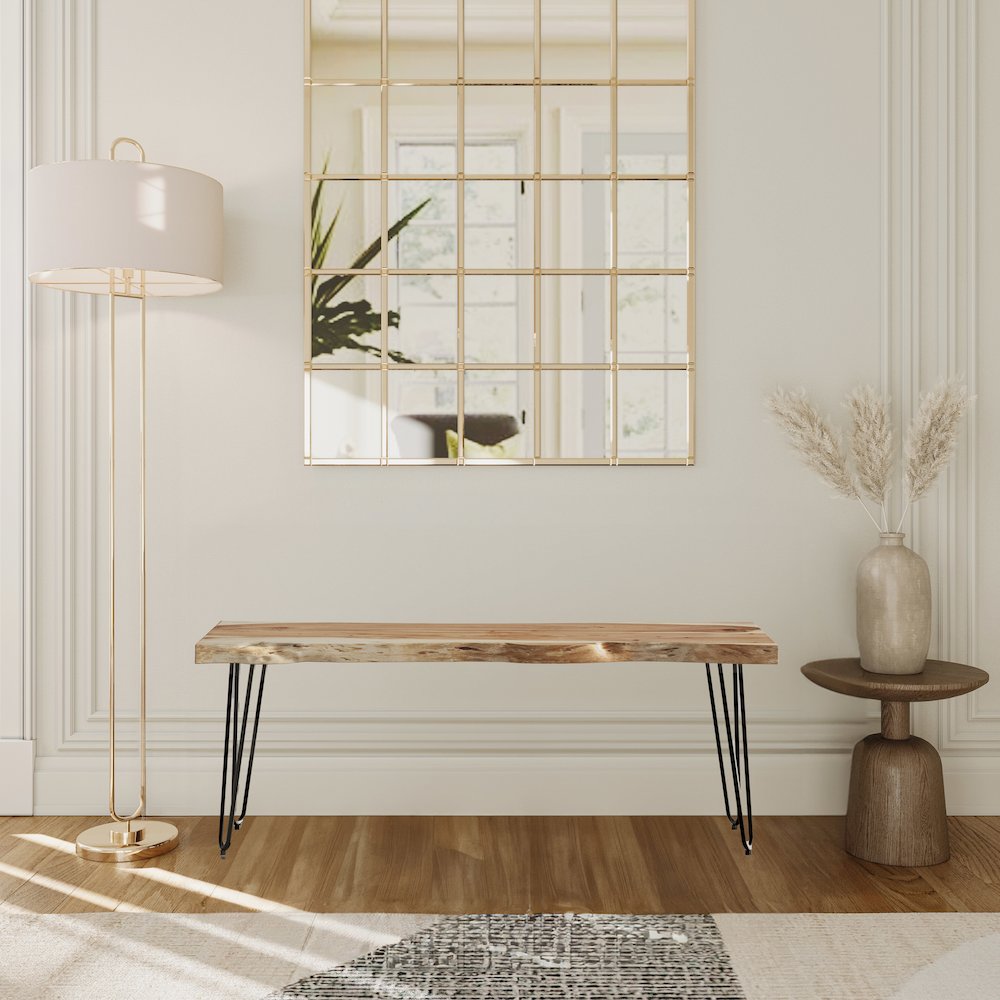 Nature's Edge 48'' Modern Solid Wood Live Edge Bench. Picture 6