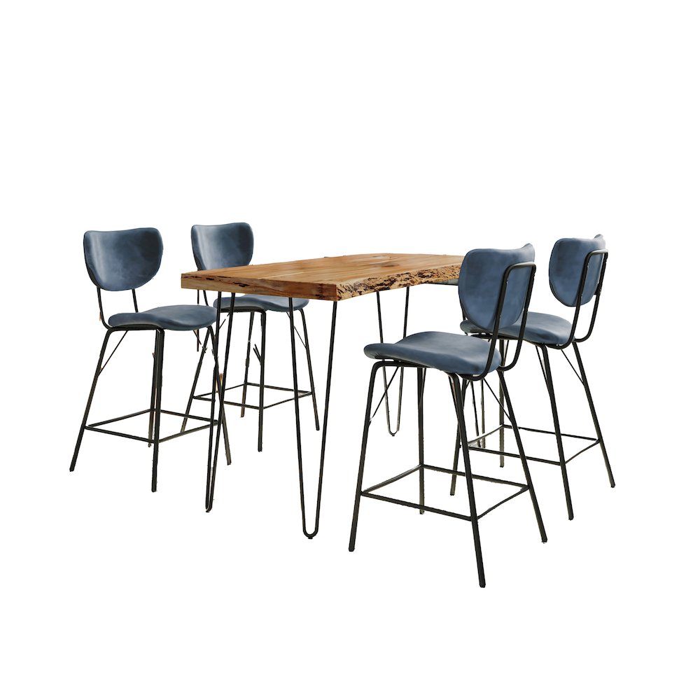 Solid Acacia Five Piece Counter Height Dining Set. Picture 2
