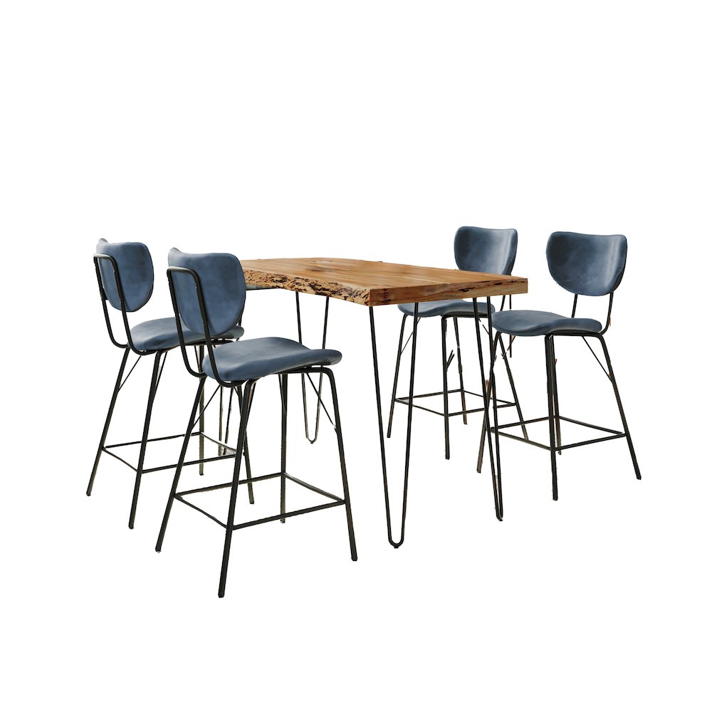 Solid Acacia Five Piece Counter Height Dining Set. Picture 1
