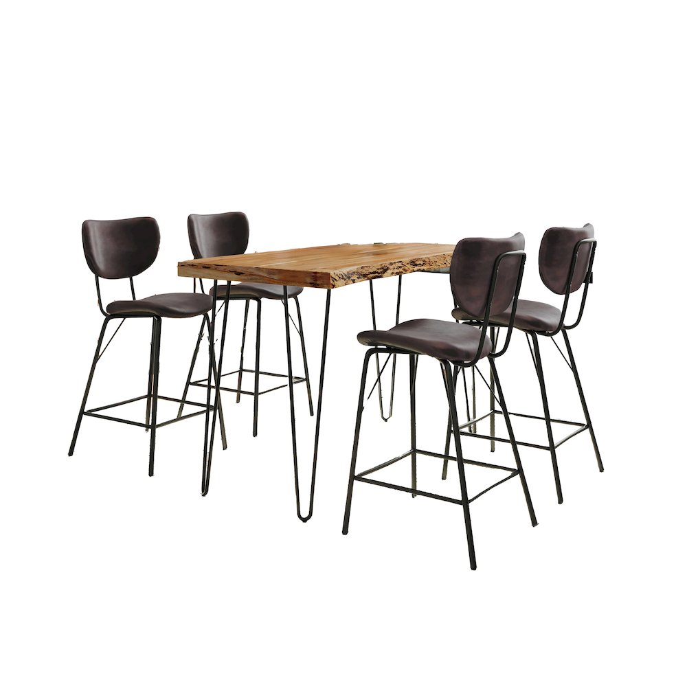 Solid Acacia Five Piece Counter Height Dining Set. Picture 2