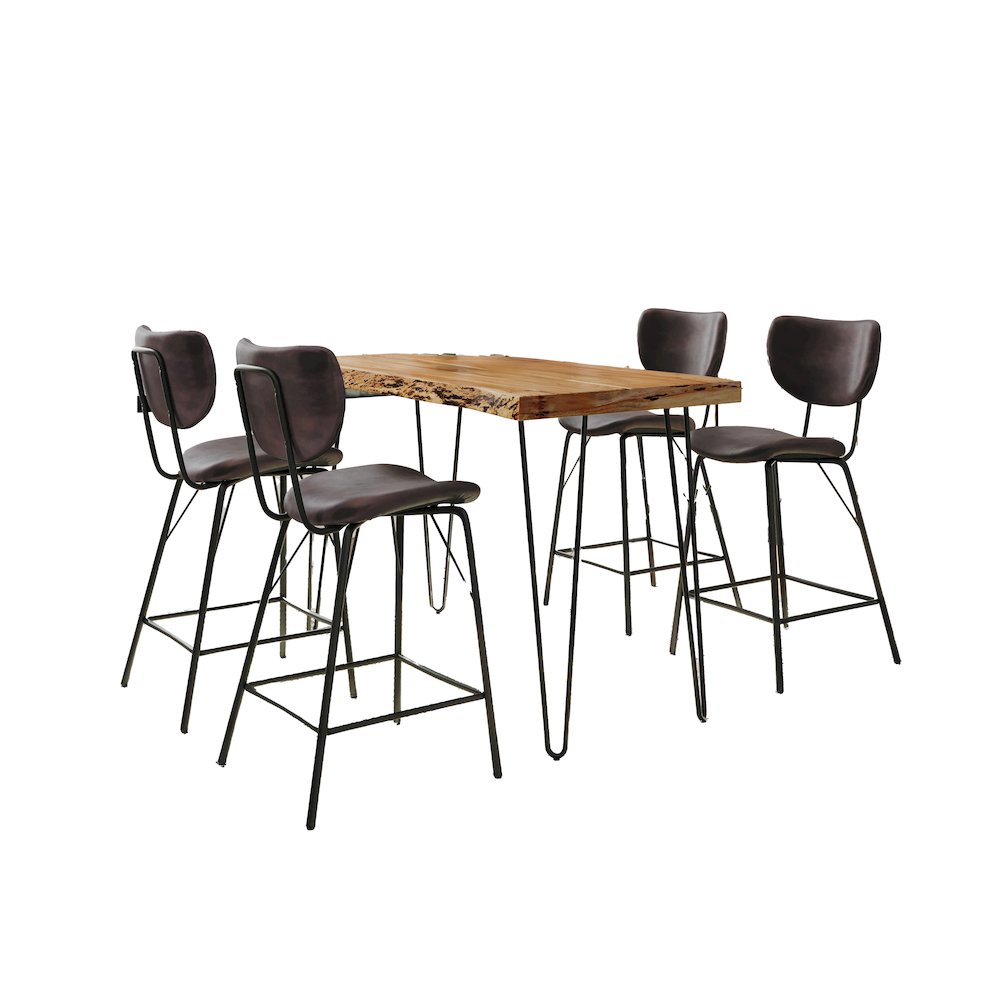 Solid Acacia Five Piece Counter Height Dining Set. Picture 1