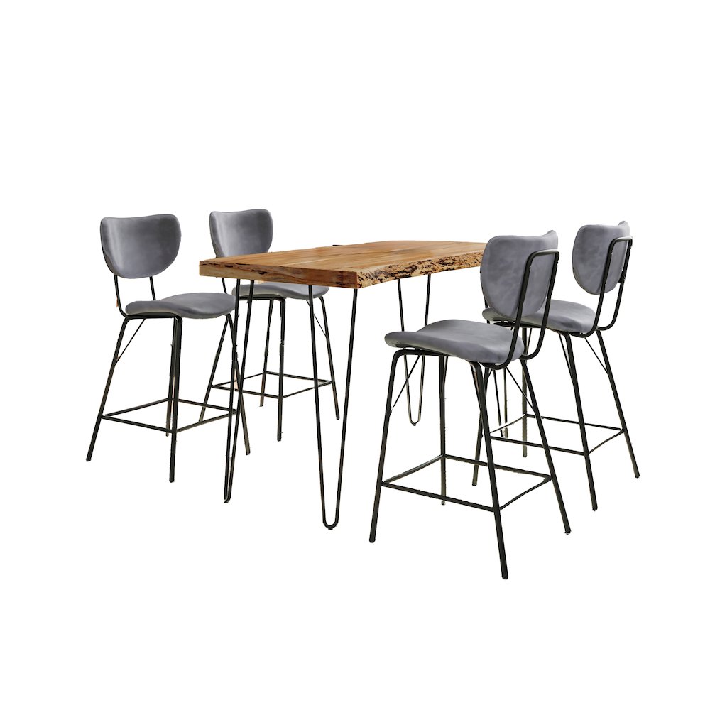 Solid Acacia Five Piece Counter Height Dining Set. Picture 2