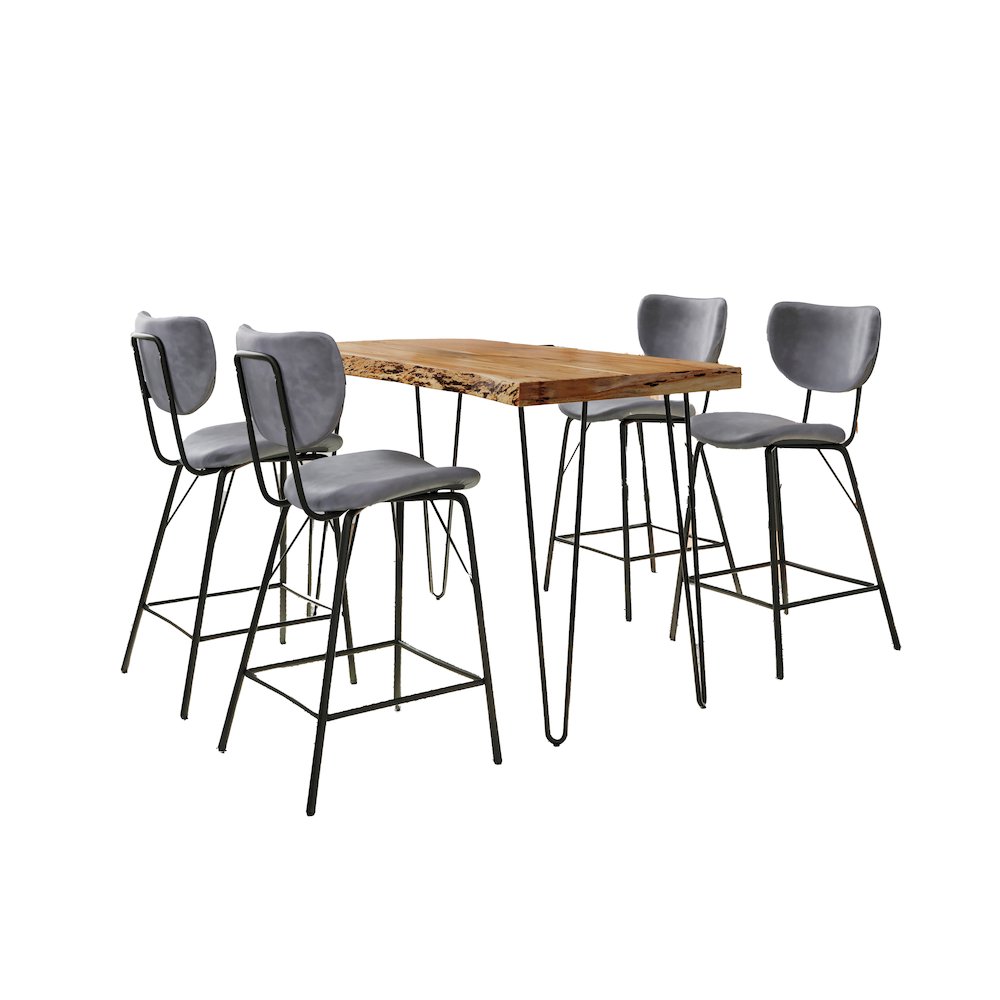 Solid Acacia Five Piece Counter Height Dining Set. Picture 1