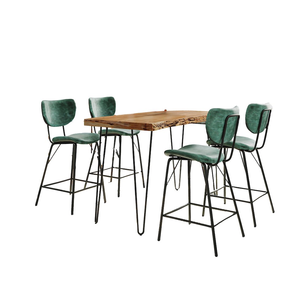 Solid Acacia Five Piece Counter Height Dining Set. Picture 2