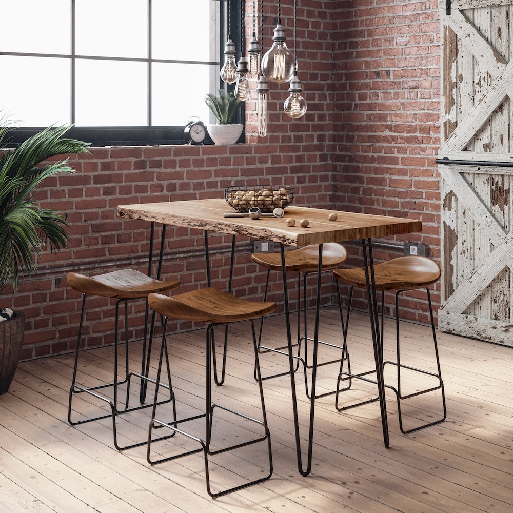 Nature's Edge Solid Acacia Counter Height Backless Stool (Set of 2). Picture 7