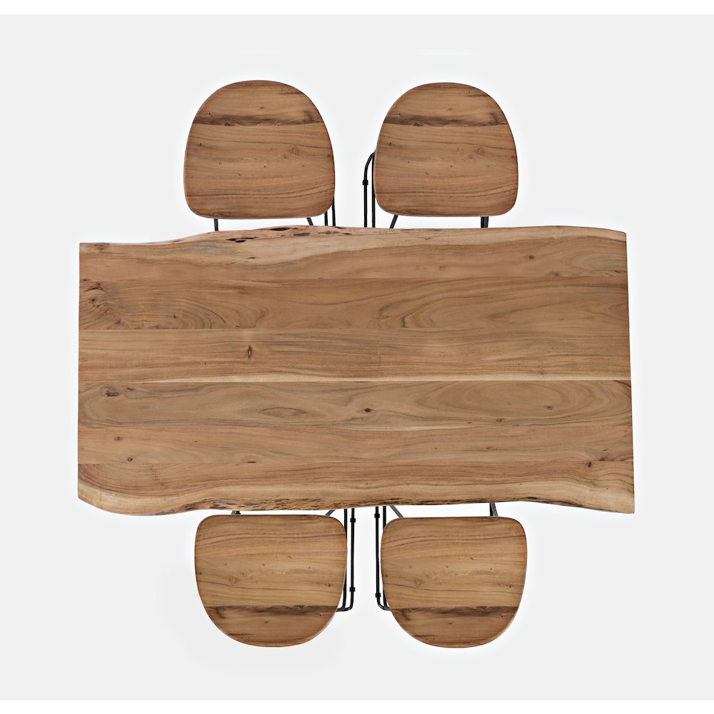 Solid Acacia 52" Five-Piece Counter Height Dining Set with Backless Barstools. Picture 6