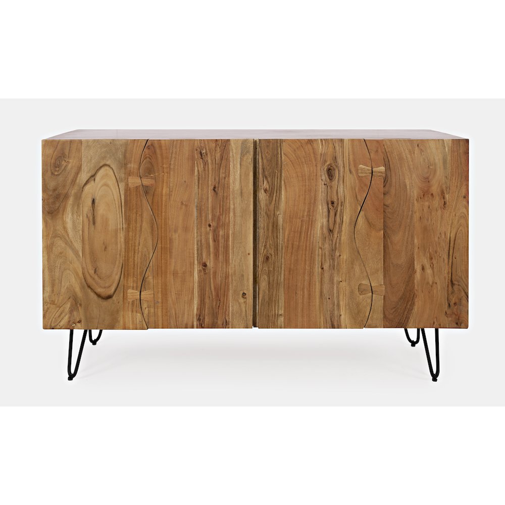 Nature's Edge Solid Acacia 54-Inch Modern Server Storage Cabinet. Picture 1