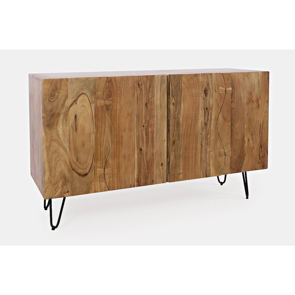Nature's Edge Solid Acacia 54-Inch Modern Server Storage Cabinet. Picture 3