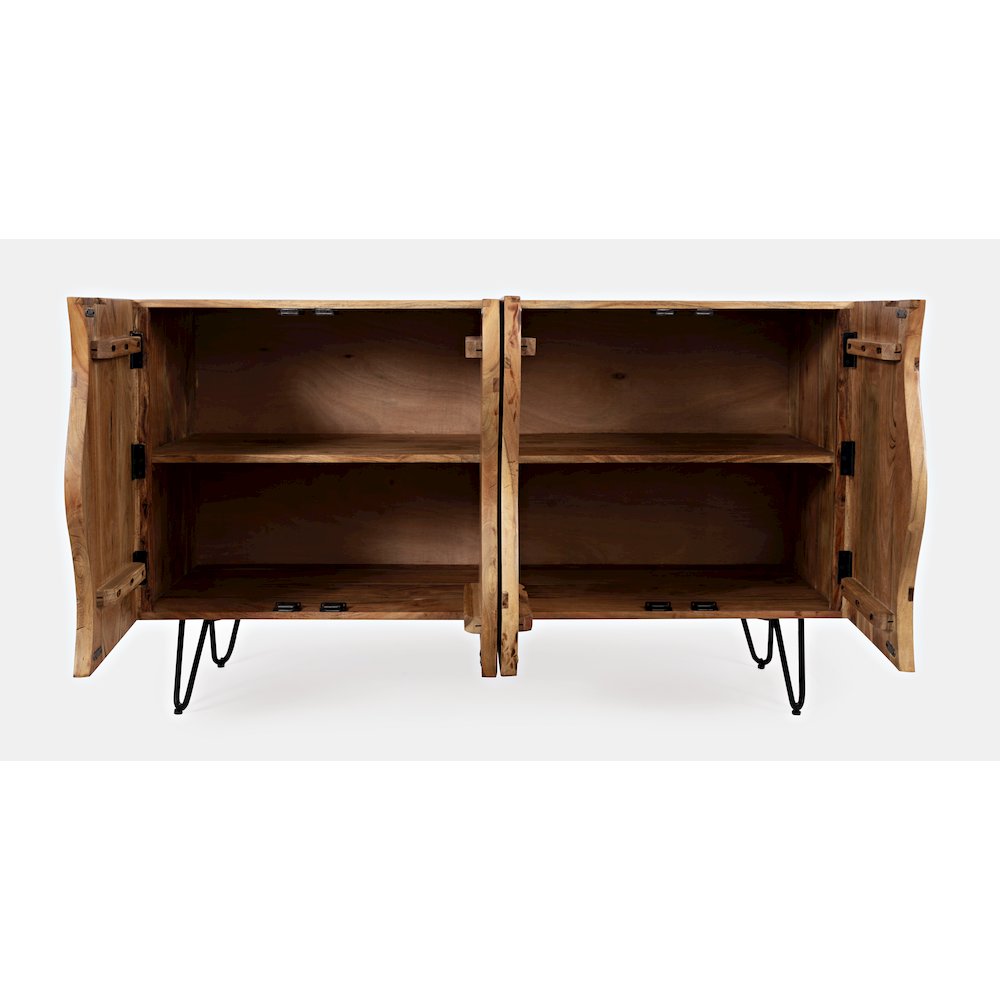 Nature's Edge Solid Acacia 54-Inch Modern Server Storage Cabinet. Picture 5