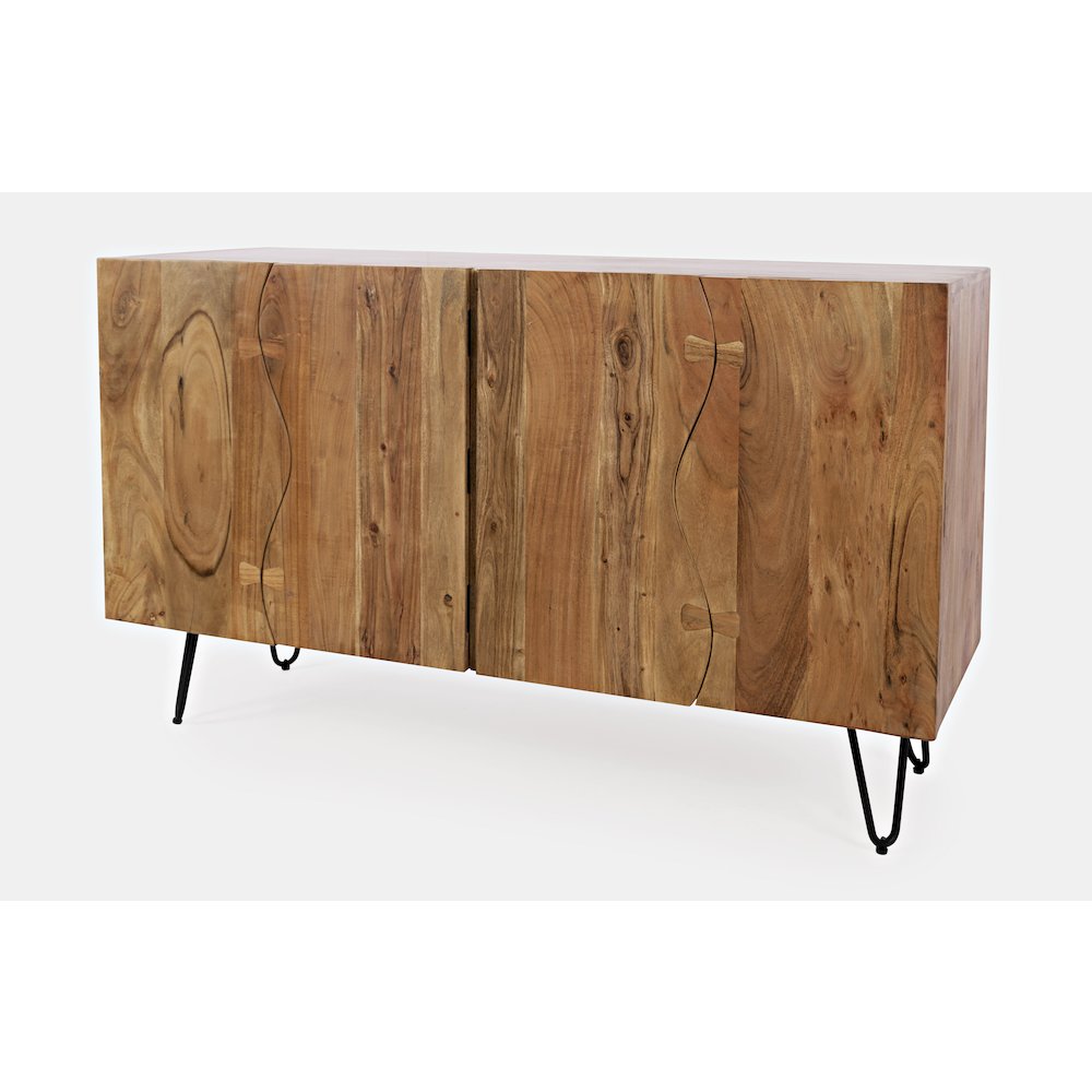 Nature's Edge Solid Acacia 54-Inch Modern Server Storage Cabinet. Picture 2