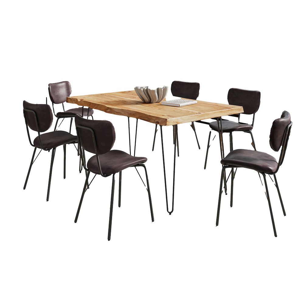 60" Seven Piece Modern Dining Set. Picture 1