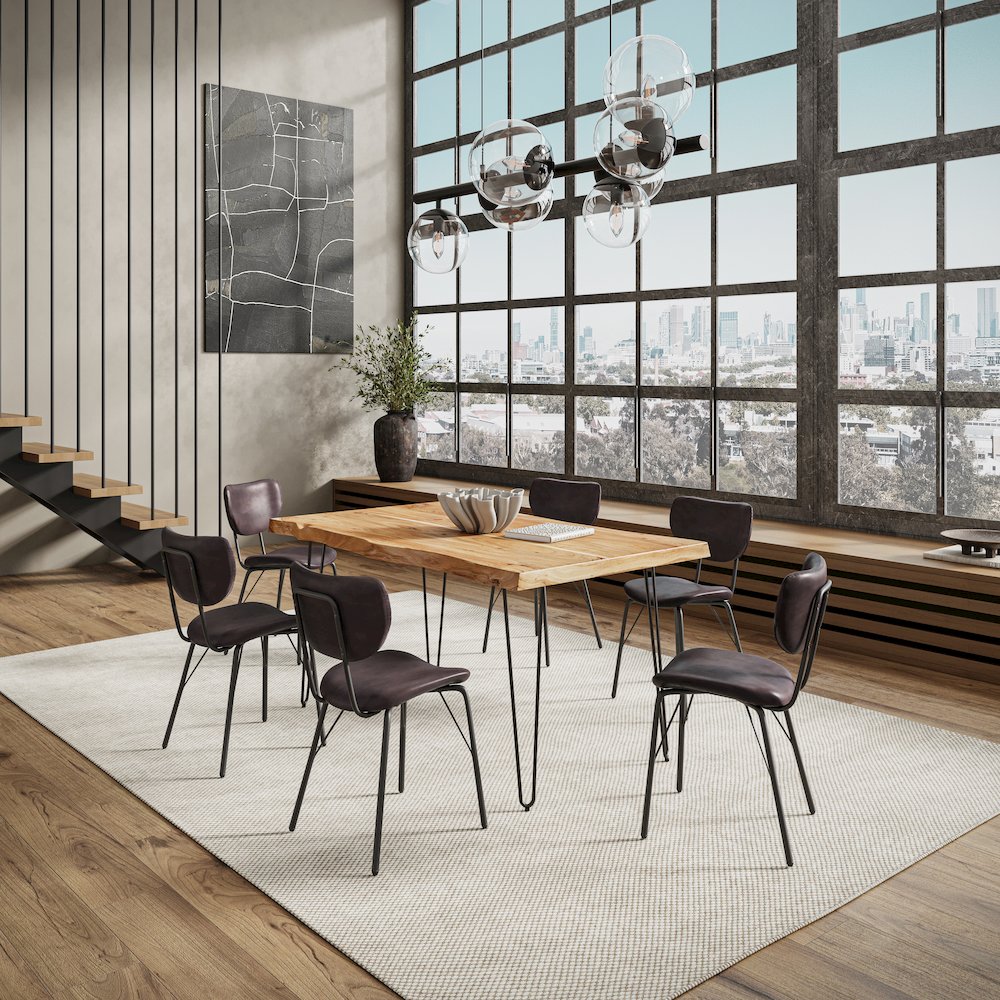 60" Seven Piece Modern Dining Set. Picture 8