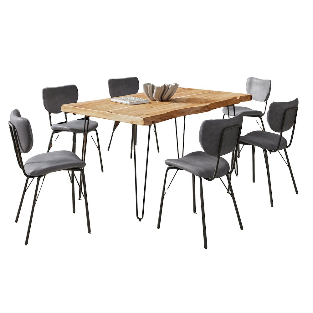 60" Seven Piece Modern Dining Set. Picture 2