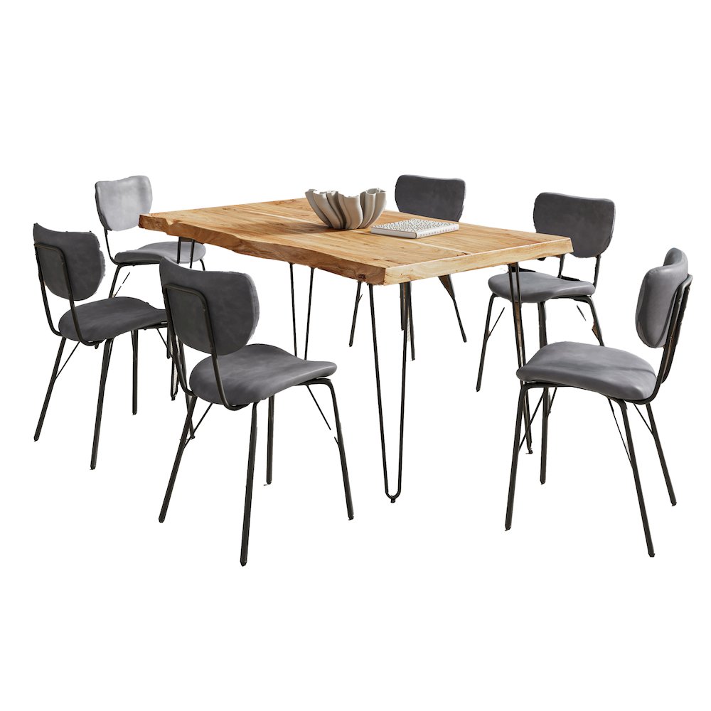 60" Seven Piece Modern Dining Set. Picture 1