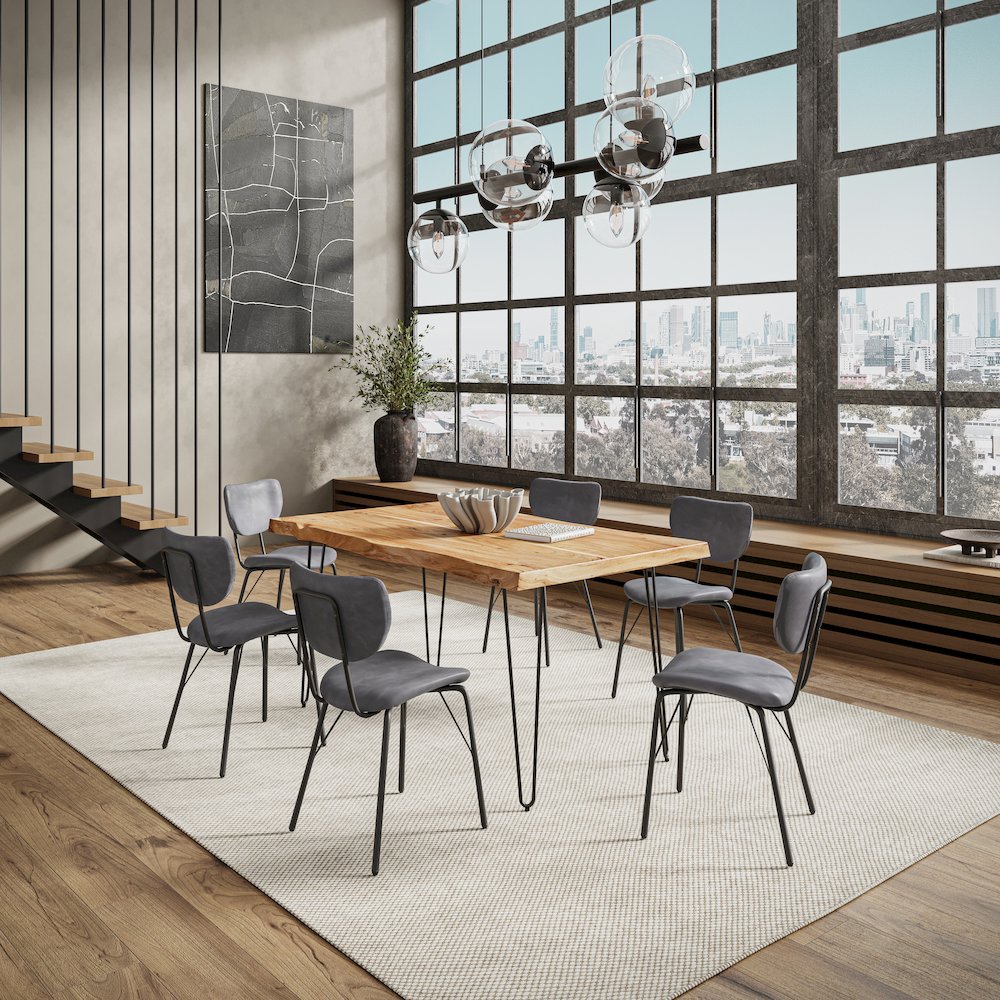 60" Seven Piece Modern Dining Set. Picture 8