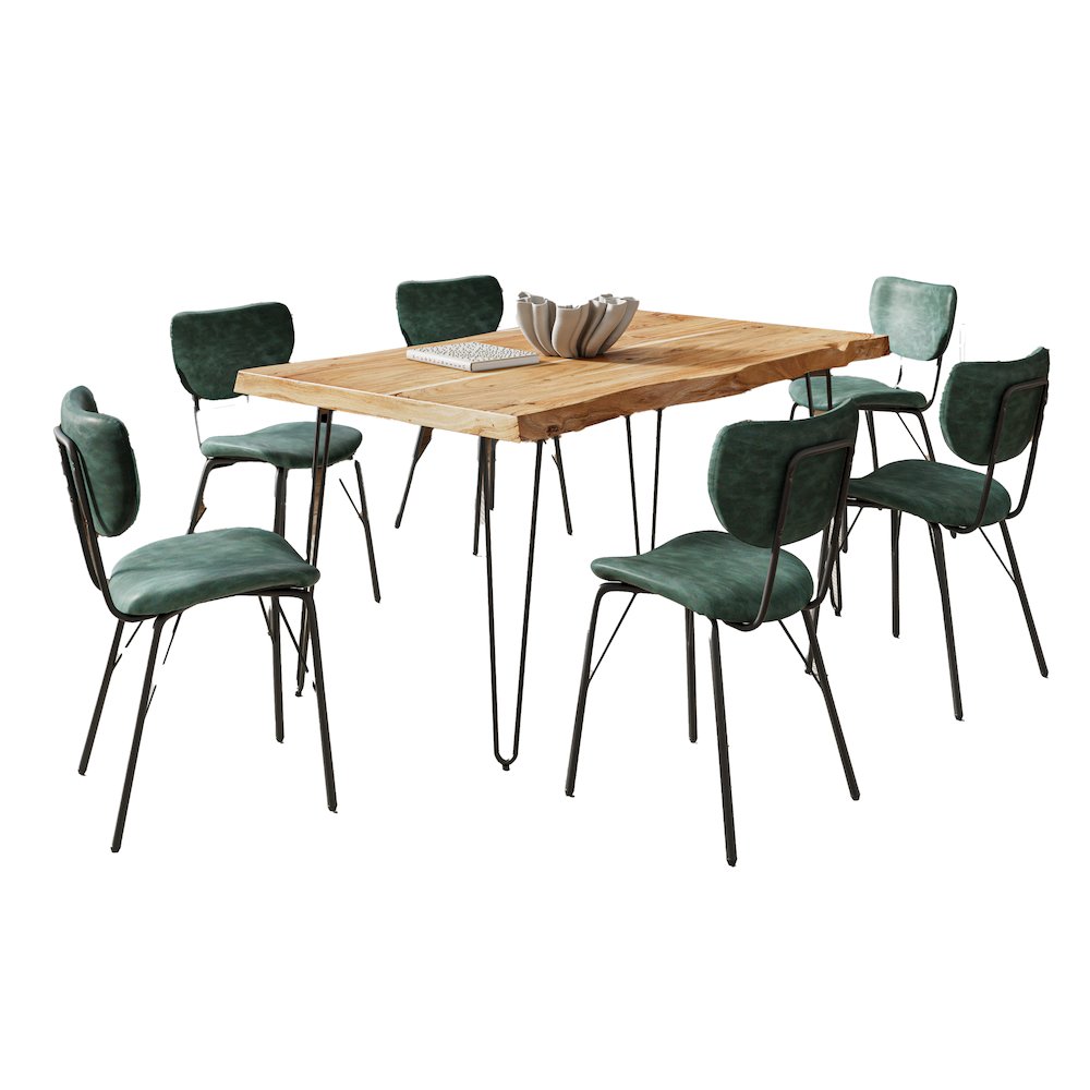 60" Seven Piece Modern Dining Set. Picture 2