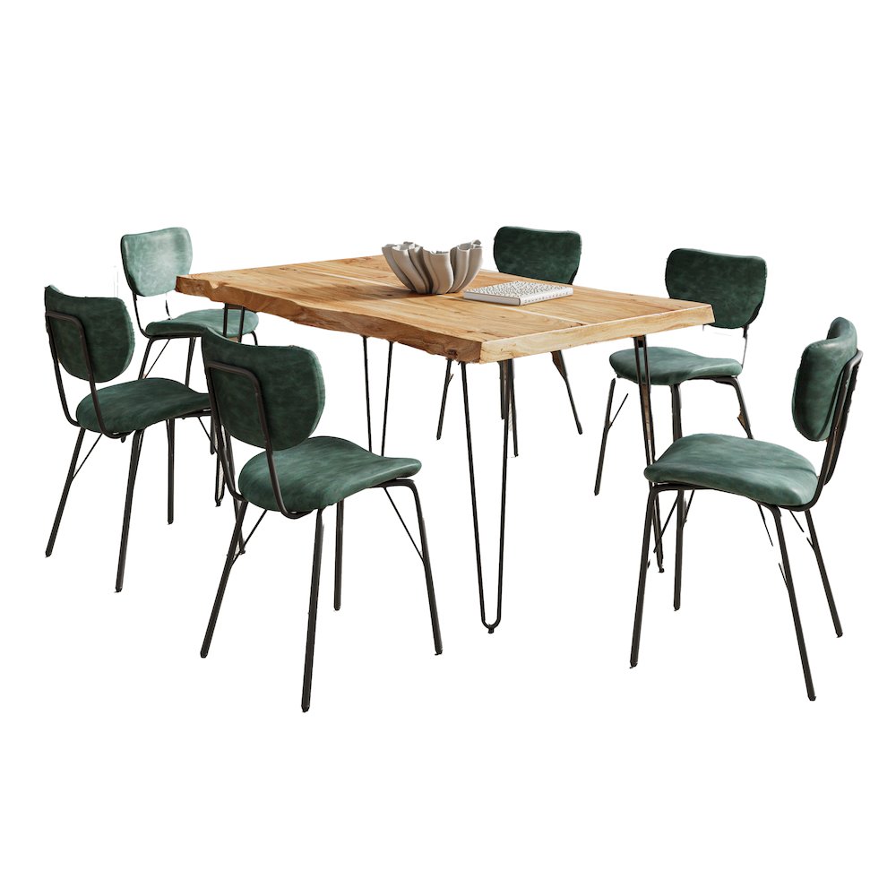 60" Seven Piece Modern Dining Set. Picture 1