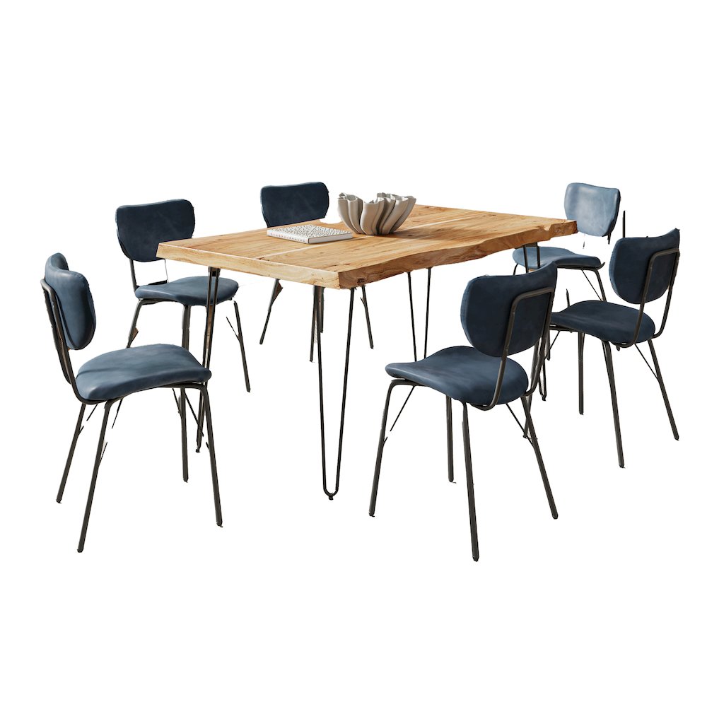 60" Seven Piece Modern Dining Set. Picture 2