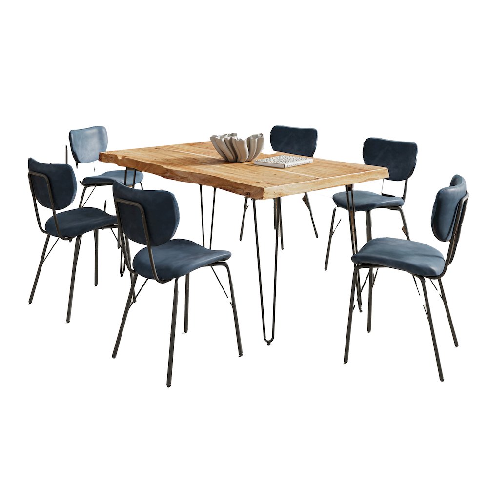 60" Seven Piece Modern Dining Set. Picture 1