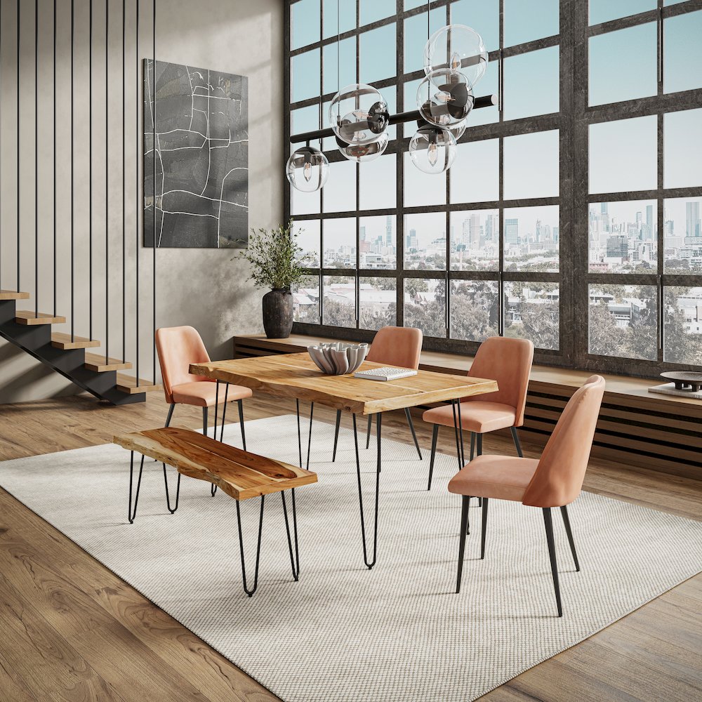 Nature's Edge 60" Solid Wood Modern Live Edge Dining Table. Picture 5