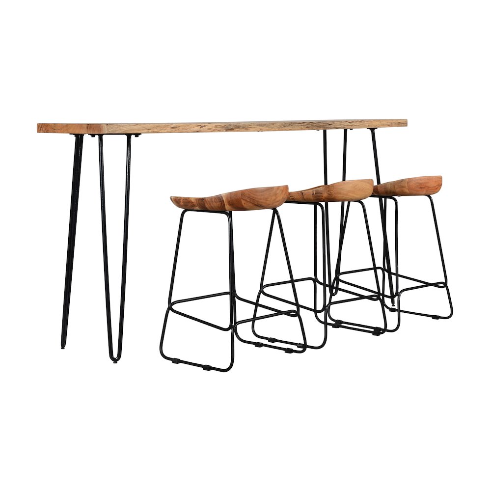 Nature's Edge Solid Acacia Four Piece 72" Counter Height Dining Set. Picture 3