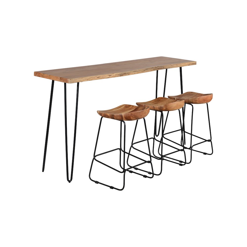 Nature's Edge Solid Acacia Four Piece 72" Counter Height Dining Set. Picture 2