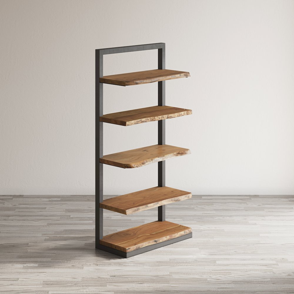 Nature's Edge Solid Acacia 5 Shelf Bookcase. Picture 10