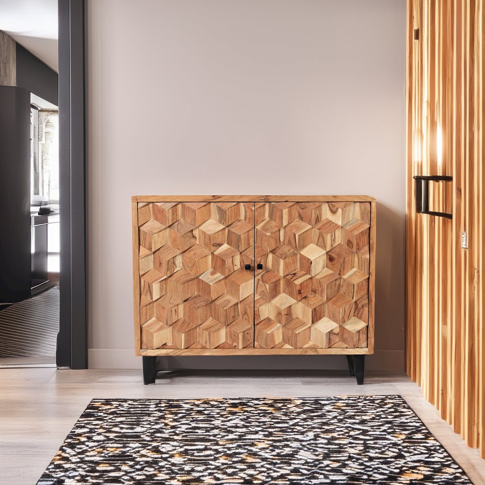 Geometrix 43" Modern Abstract Cube Style Accent Cabinet. Picture 2