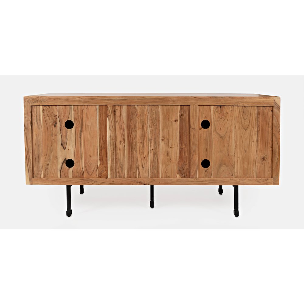 The Wave Three Door Solid Acacia Hardwood Accent Cabinet. Picture 7