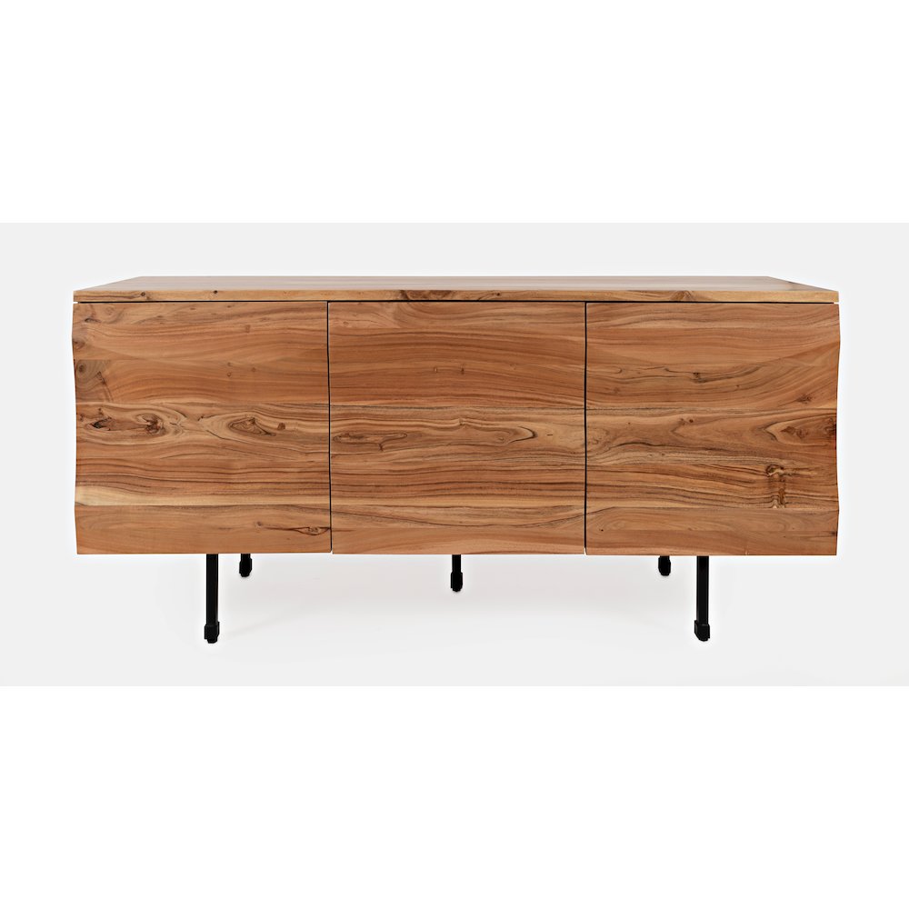 The Wave Three Door Solid Acacia Hardwood Accent Cabinet. Picture 1