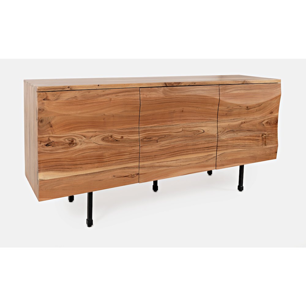 The Wave Three Door Solid Acacia Hardwood Accent Cabinet. Picture 3