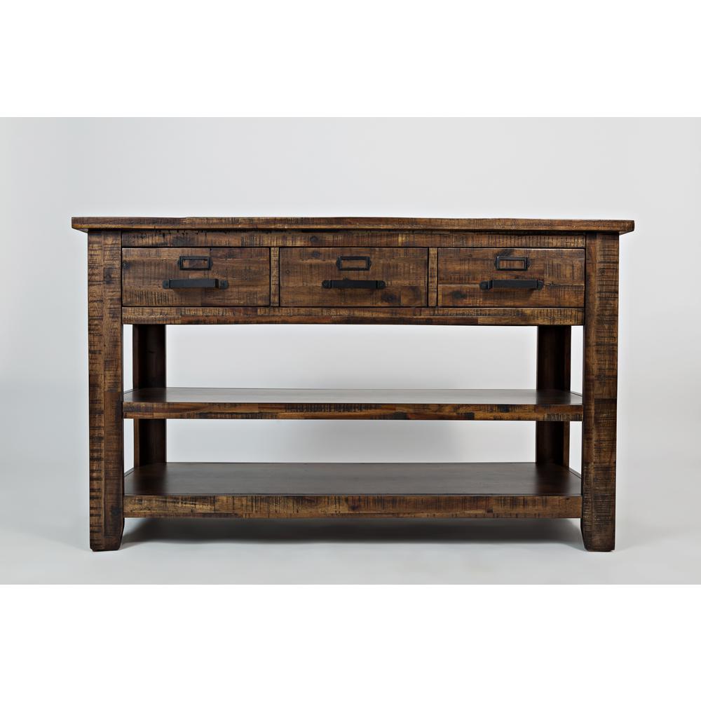 50-Inch Gray Sofa Table with Distressed Industrial Design, Acacia Construction. Picture 1