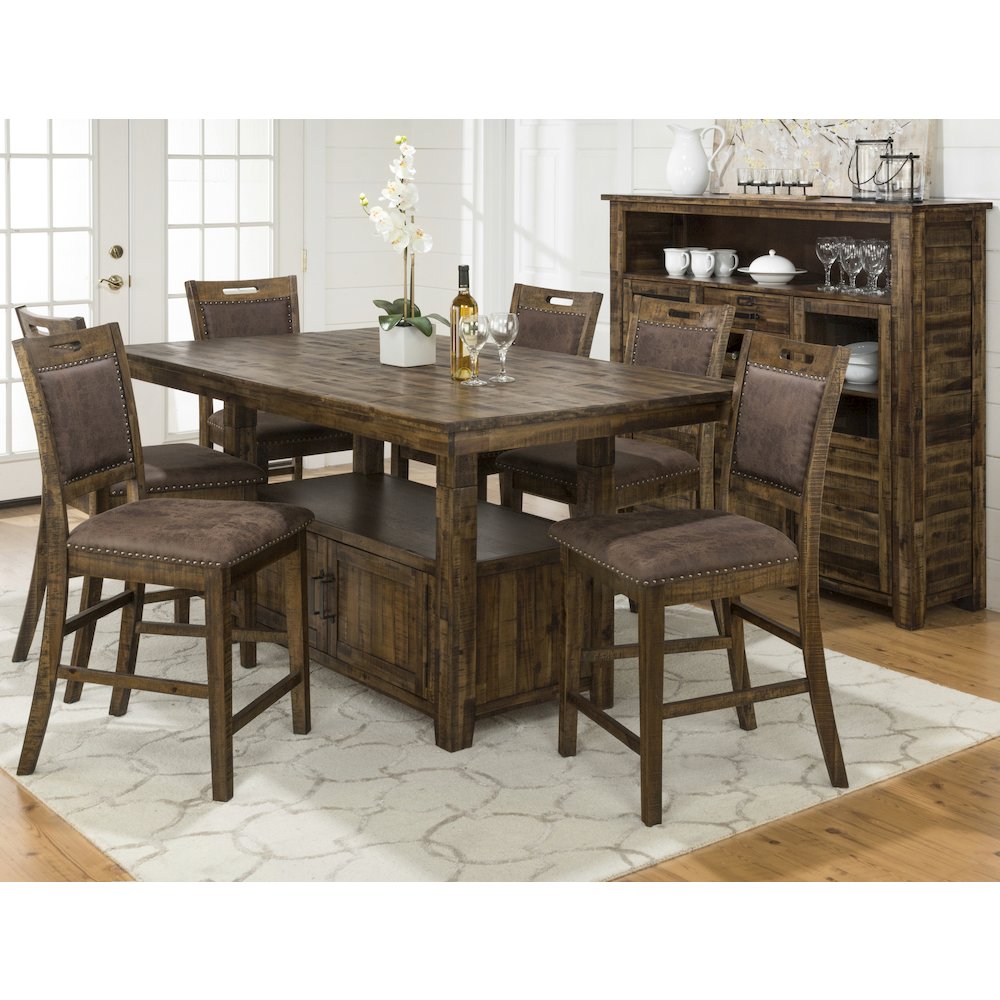 Distressed Industrial 72" Distressed Dining Table with Storage Base and Height. Picture 9