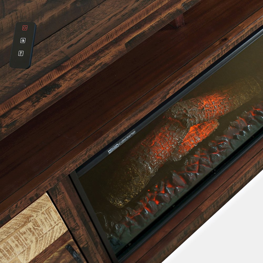 Painted Canyon Rustic 60" Storage Console TV Stand with Electric Fireplace. Picture 5