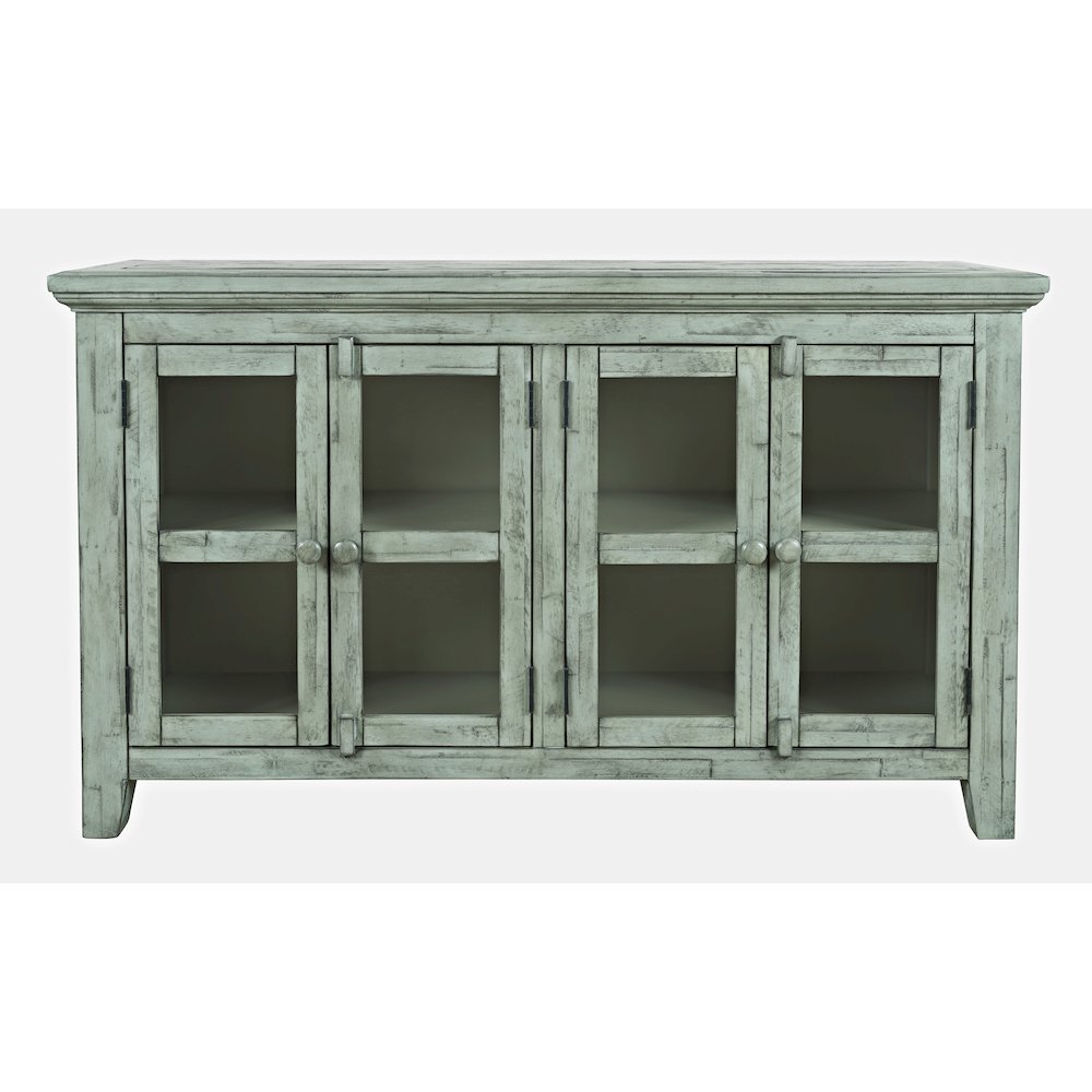 Rustic Shores 54" Coastal Distressed Acacia Four-Door Credenza Cabinet. Picture 9