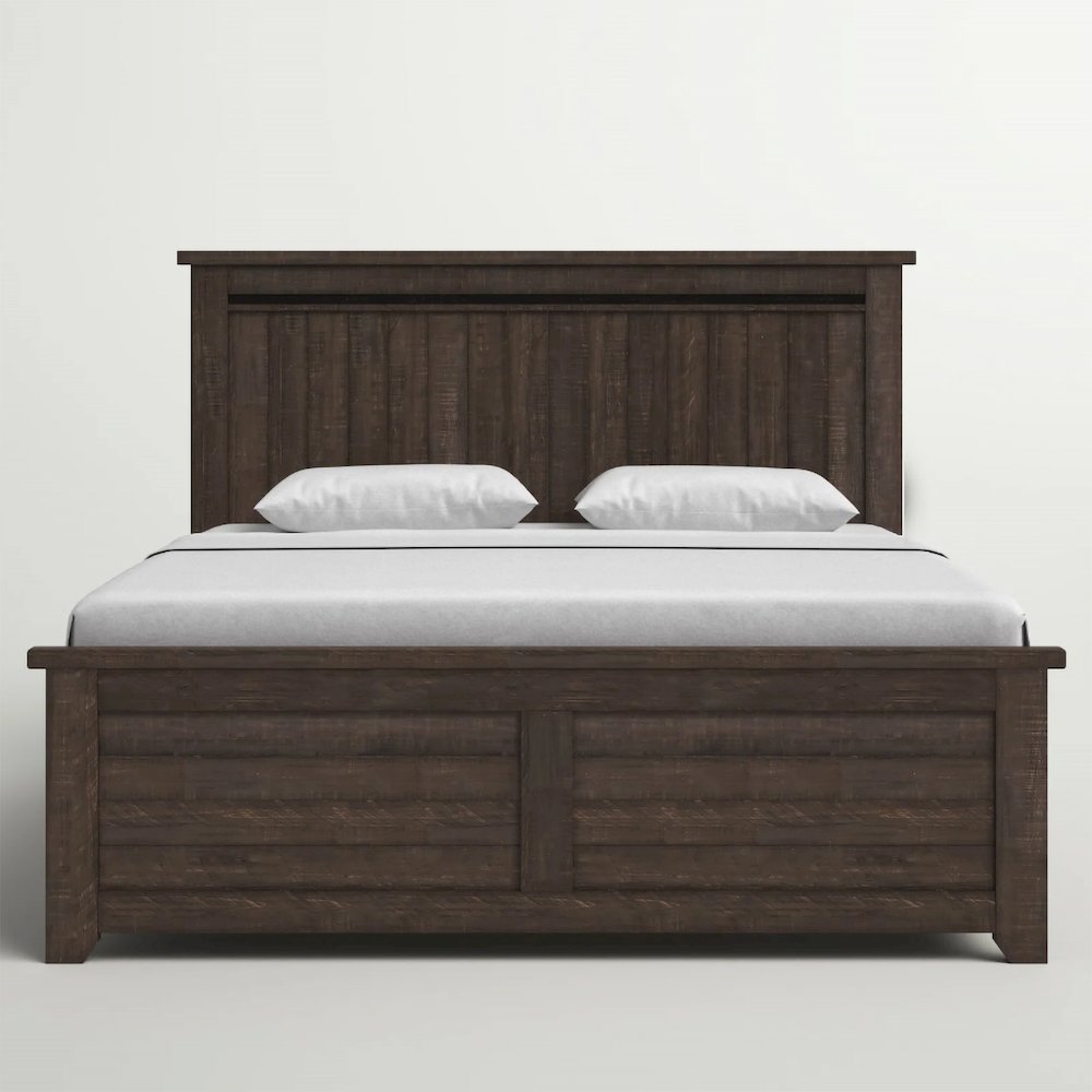 Madison County Rustic Reclaimed Pine Farmhouse King Panel Bed. Picture 1