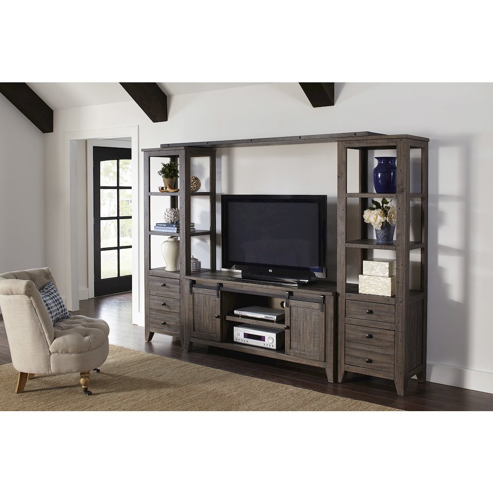Rustic Reclaimed Pine Farmhouse Entertainment Center with 60'' TV Console. Picture 11