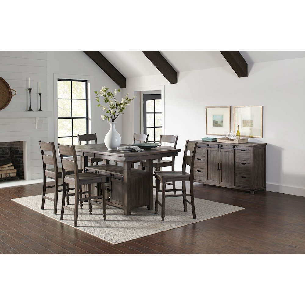 Madison County Rustic Reclaimed Pine Farmhouse Slatback Dining Chair (Set of 2). Picture 2