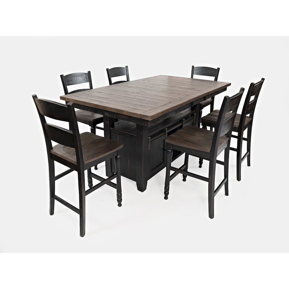 Reclaimed Pine 72" Farmhouse Counter Height Seven-Piece Dining Set. Picture 2