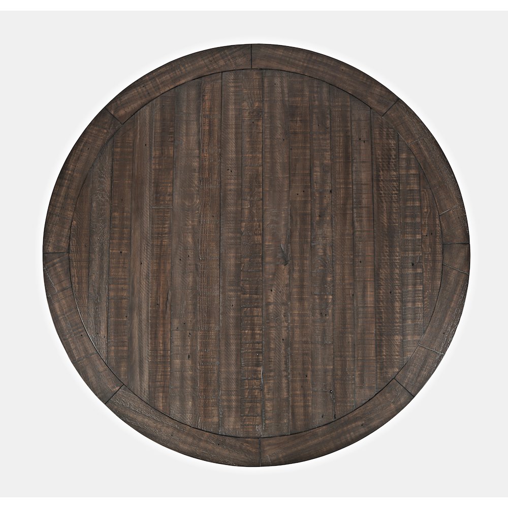 Farmhouse Seven Piece Reclaimed Solid Wood Counter Height Round Dining Set. Picture 7