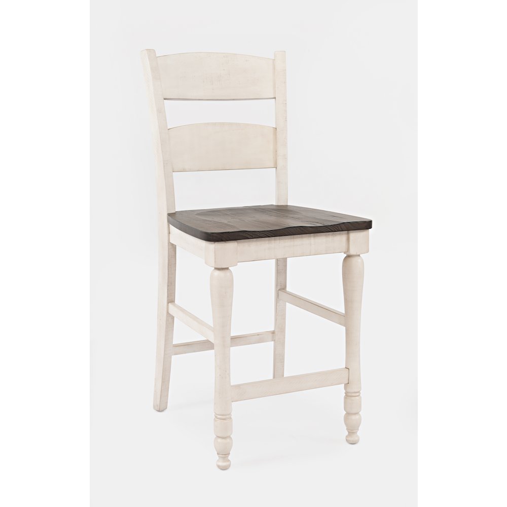 Rustic Farmhouse Five Piece Reclaimed Solid Wood Counter Height Round Dining Set. Picture 7