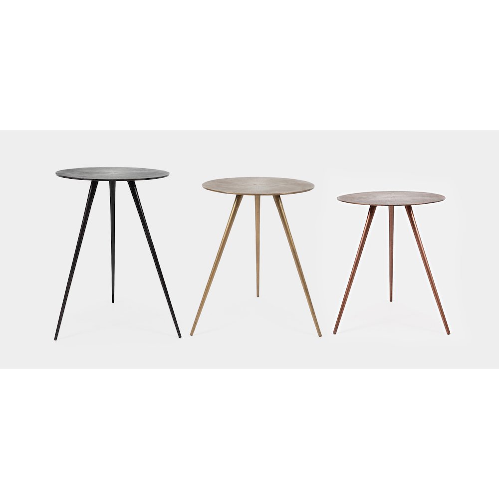 Solid Metal Round End Table Set - Nesting Accent Tables in Black, Gold(Set of 3). Picture 8